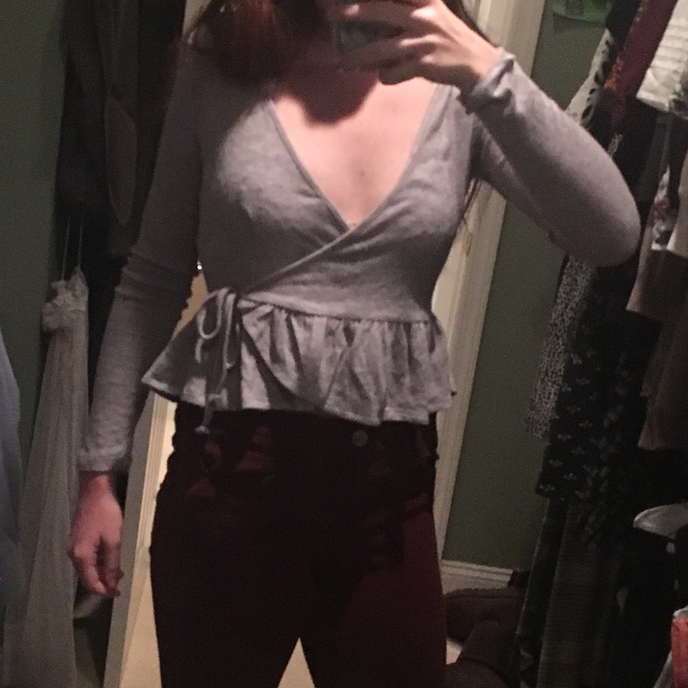 Long sleeve wrap top
